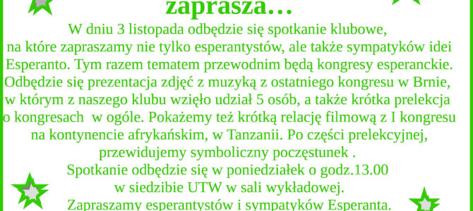 Fanklubo de Esperanto zaprasza